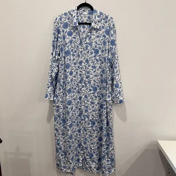 J. Jill A-line linen-blend maxi dress Floral 3XL Party Vacation Clean girl - Picture 2 of 12